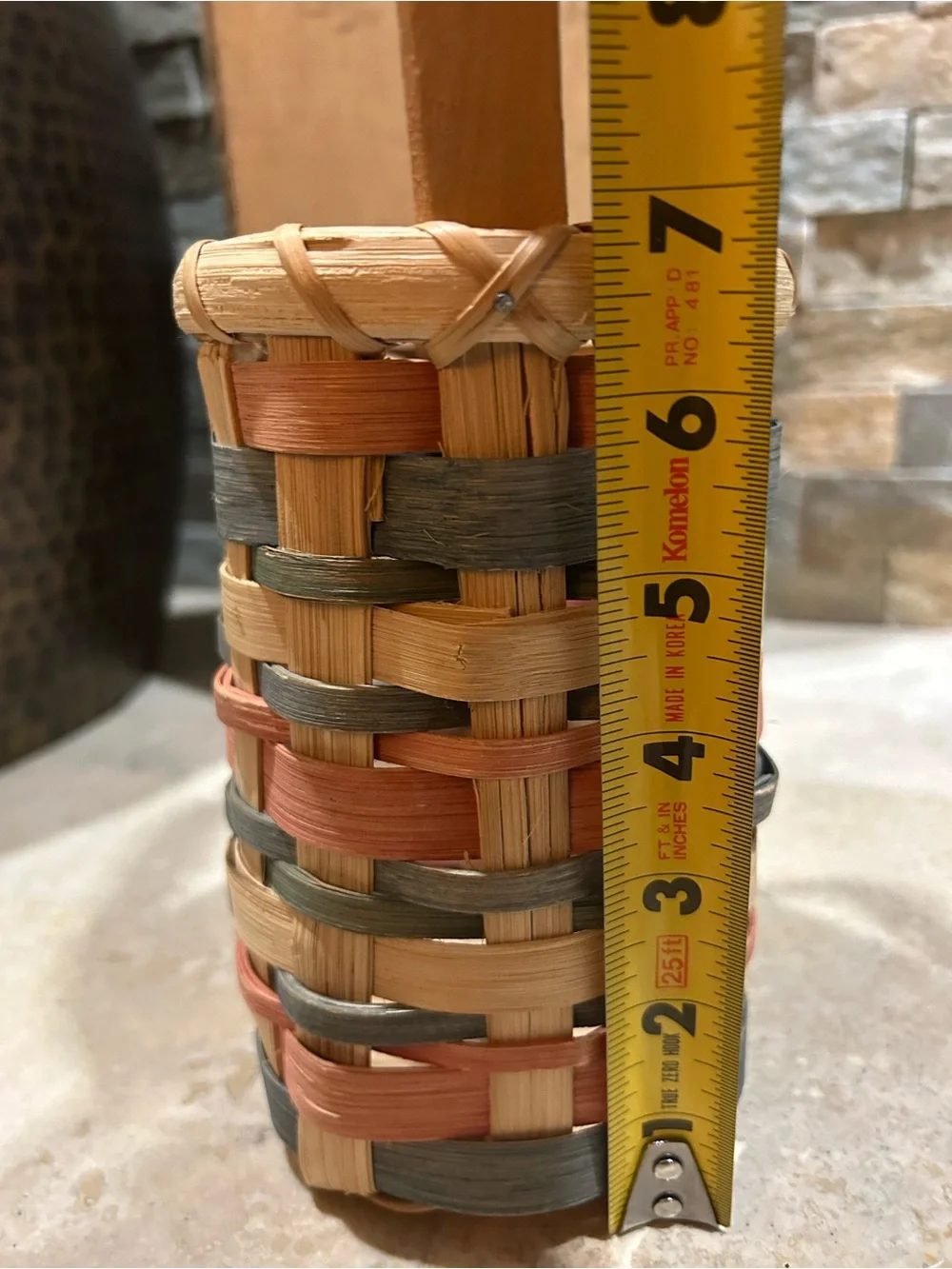 Vintage single-handled woven splint wood wine basket
